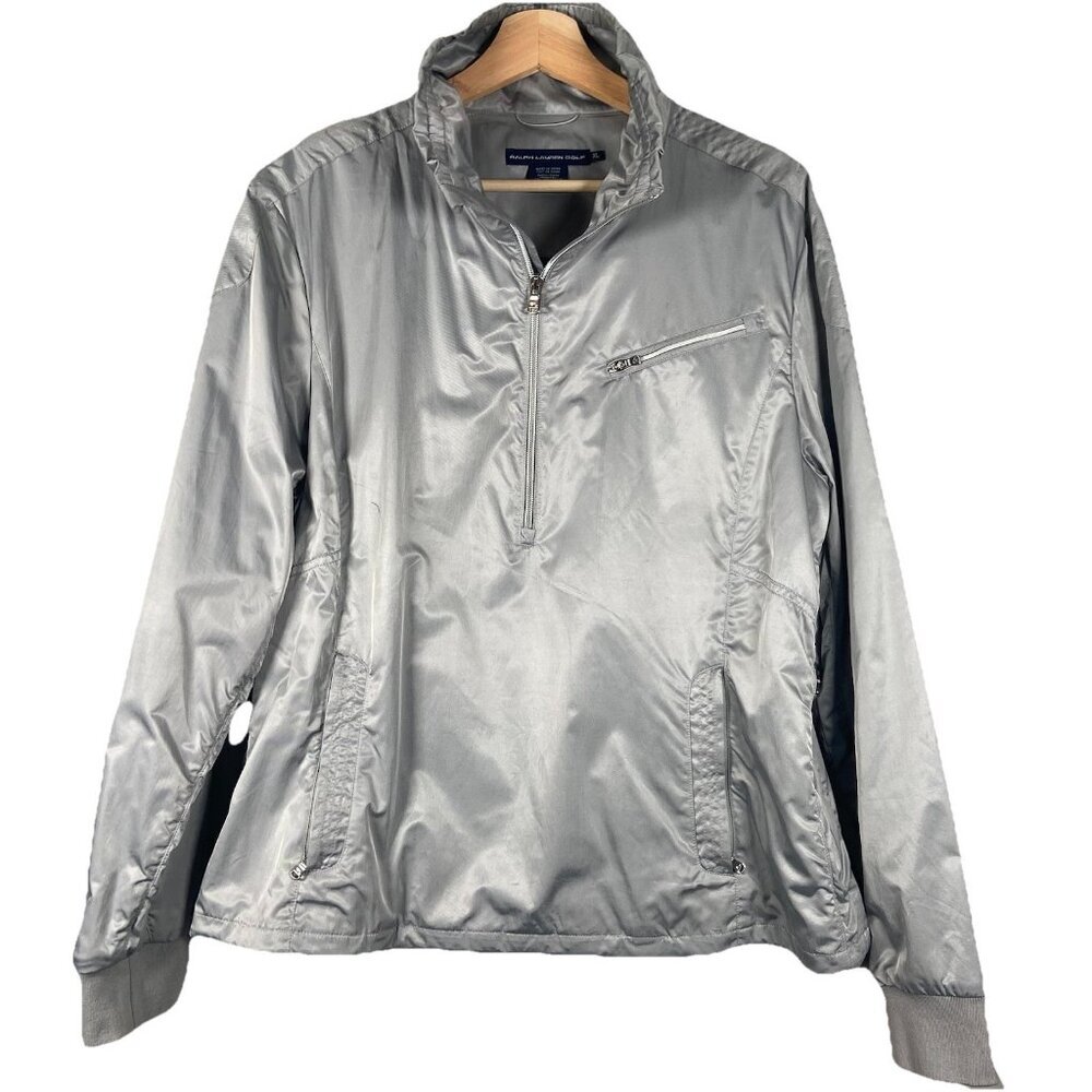 Ralph Lauren Golf Women’s XL Silver Popover 1/2 Zip Windbreaker Jacket Vented‎